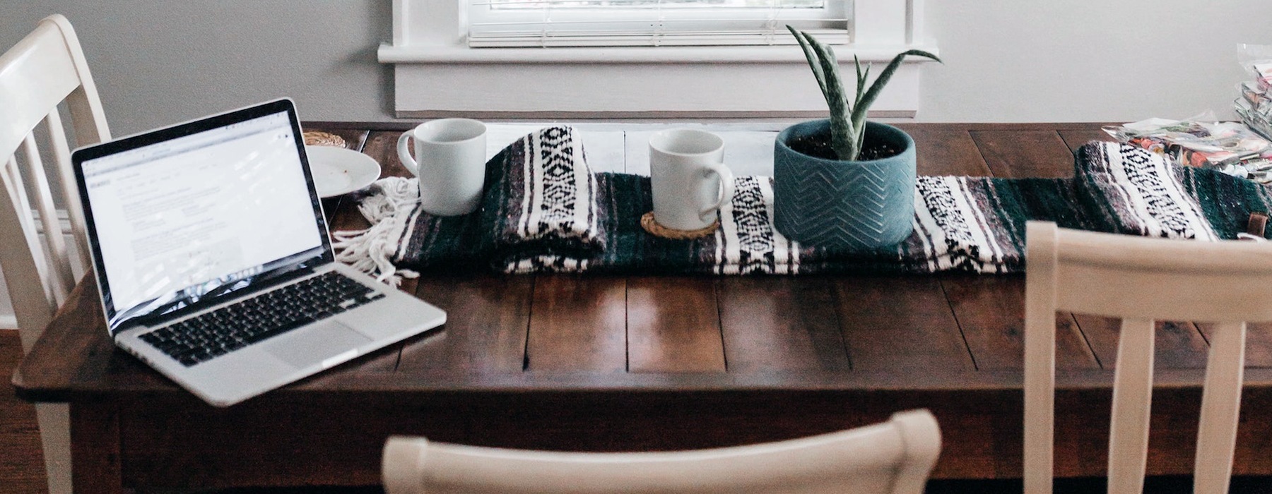 decor and a laptop on a table